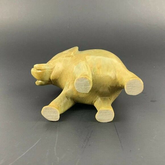 Carved Soapstone Elephant Figurine Trunk Up Hard Carved Wild Animal Jungle India - Picture 7 of 7